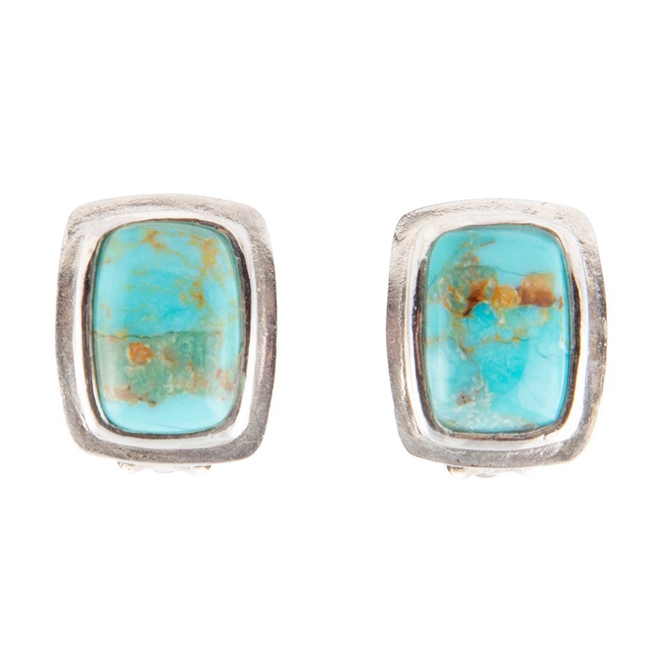 Fiji Isles Blue Turquoise Sterling Silver Clip Earrings by Barse Jewelry