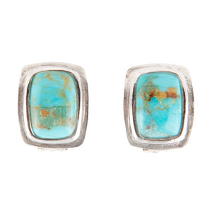 Fiji Isles Blue Turquoise Sterling Silver Clip Earrings by Barse Jewelry