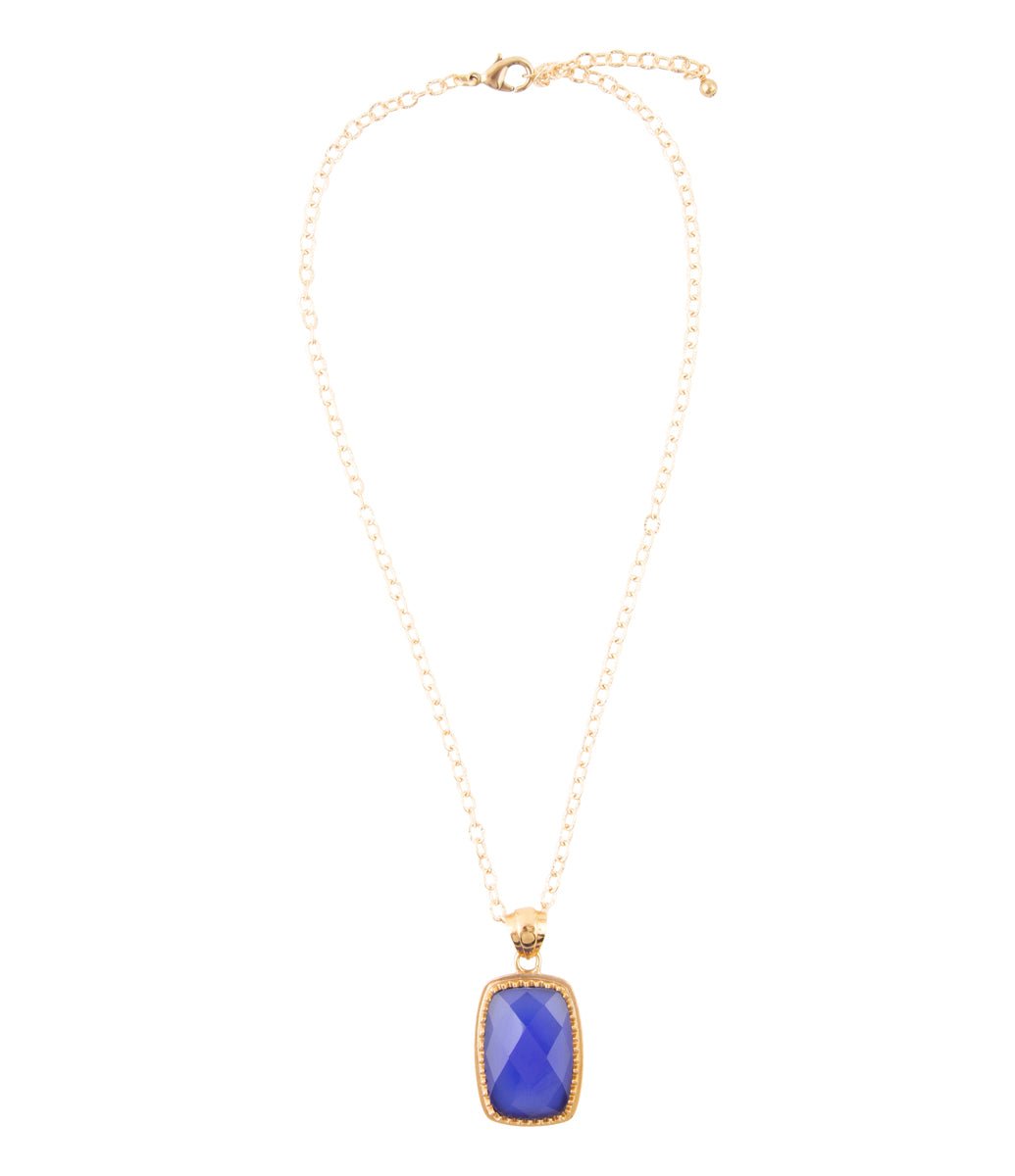 Filigreed Blue Agate Golden Pendant Necklaces detail view by Barse Jewelry