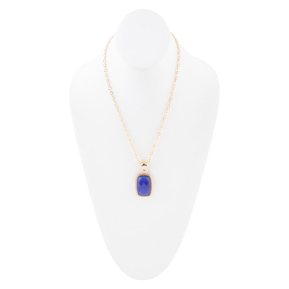 Filigreed Blue Agate Golden Pendant Necklaces detail view by Barse Jewelry