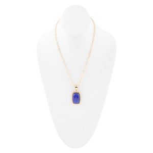 Filigreed Blue Agate Golden Pendant Necklaces detail view by Barse Jewelry