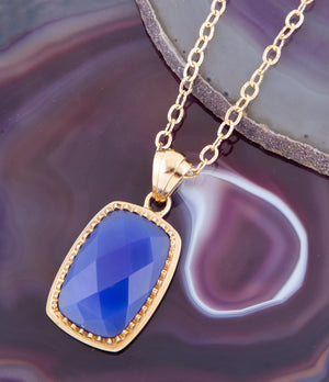 Filigreed Blue Agate Golden Pendant Necklaces detail view by Barse Jewelry