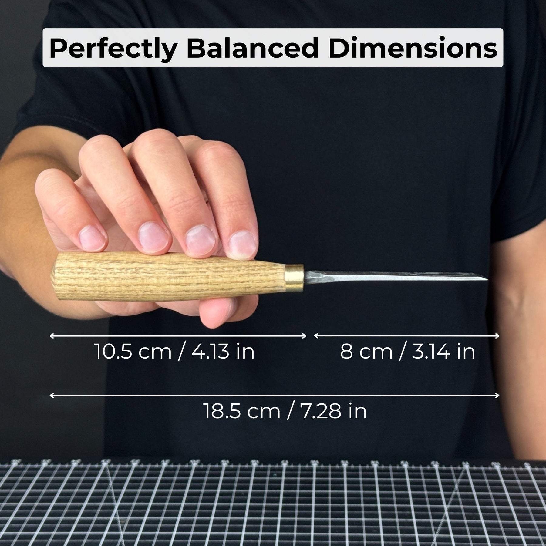 Fine Detail Carving Chisel – 10 mm (0.39 inches) Blade detail view by Sharky Forged Steel Tools