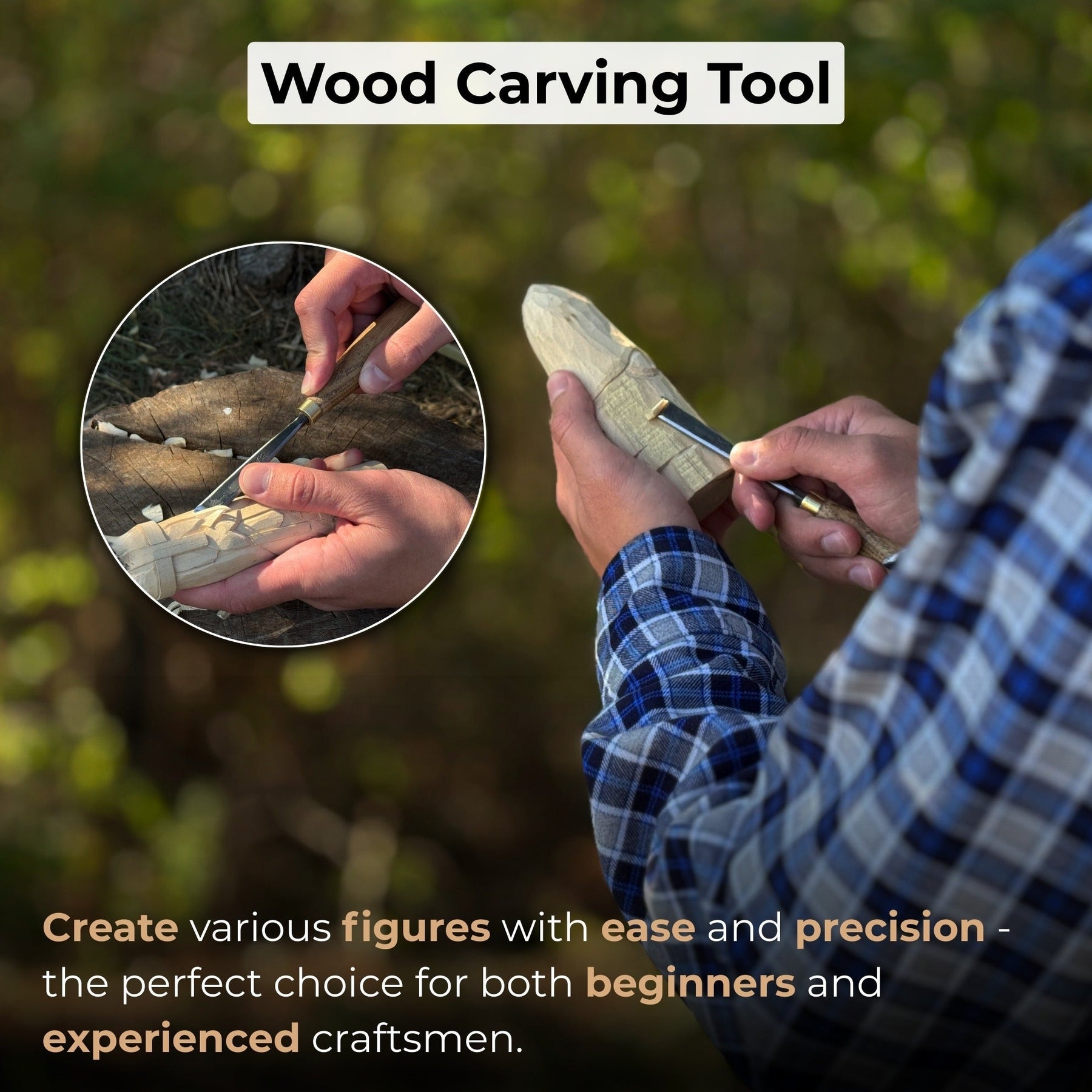 Fine Detail Carving Chisel – 10 mm (0.39 inches) Blade detail view by Sharky Forged Steel Tools
