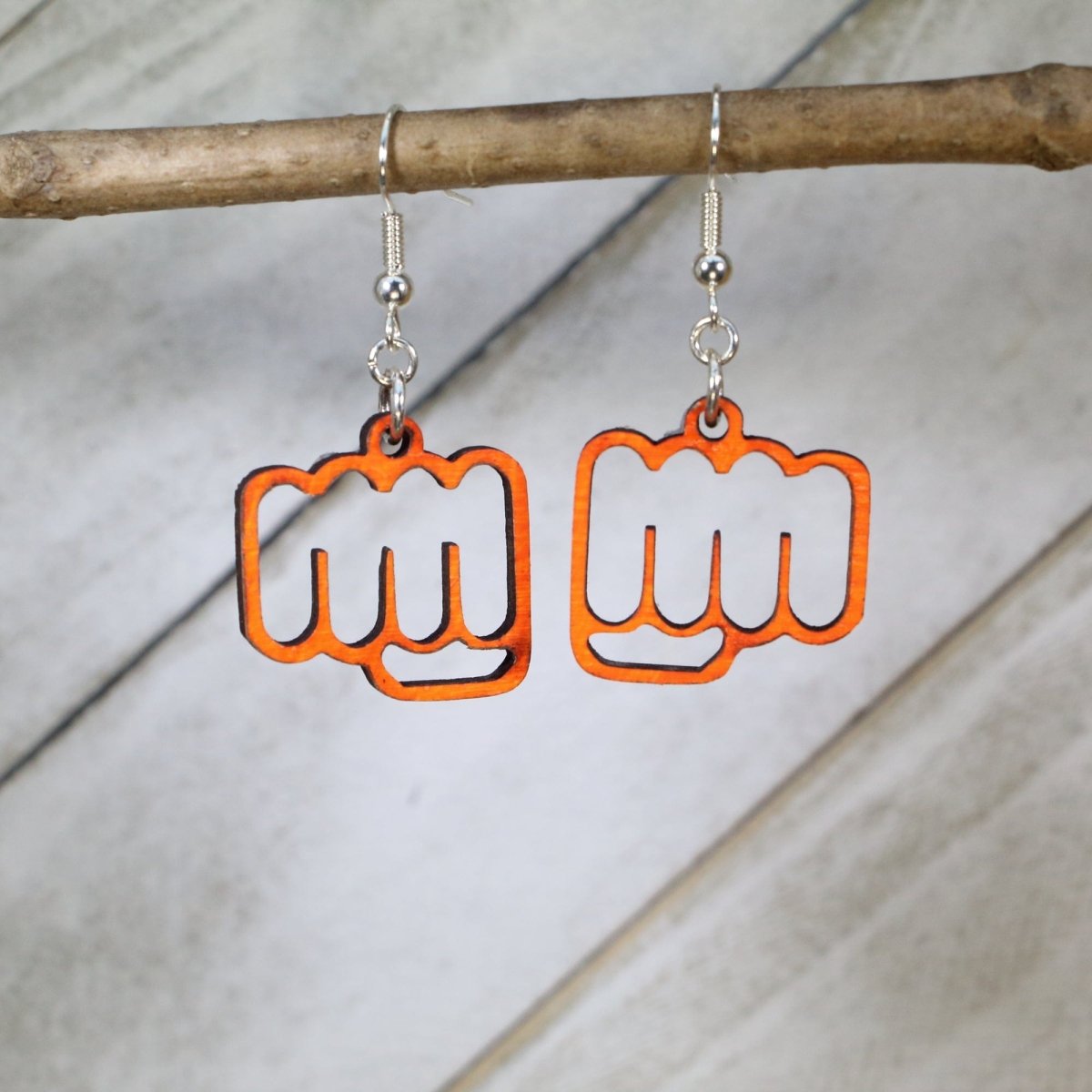 Fist Bump Wooden Earrings | Friendship Gesture Jewelry by Cate's Concepts, LLC