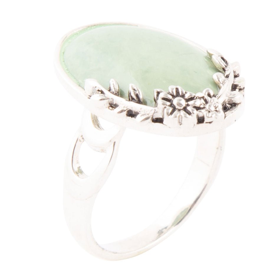 Floral Green Turquoise and Sterling Silver Ring by Barse Jewelry