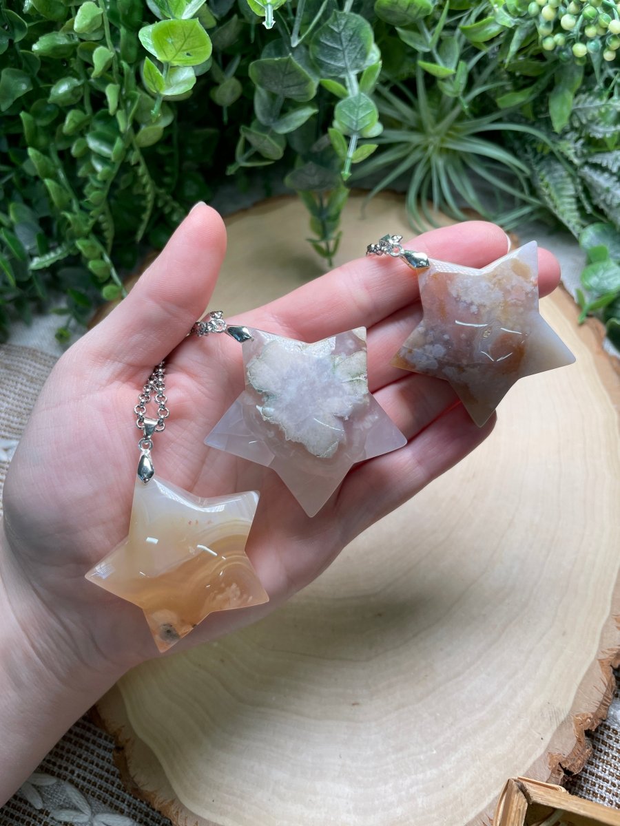 Flower Agate Chunky Star Necklace by Copper Ashes