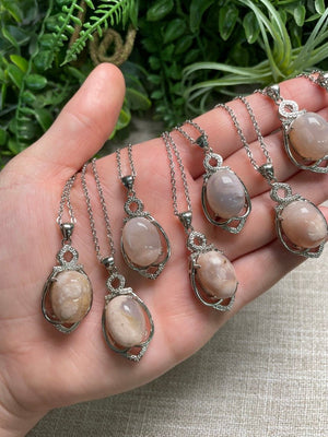 Flower Agate Necklace detail view by Copper Ashes
