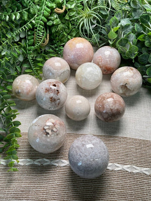 Flower Agate Sphere detail view by Copper Ashes