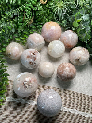 Flower Agate Sphere detail view by Copper Ashes
