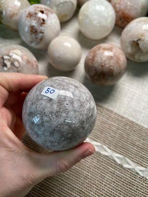 Flower Agate Sphere detail view by Copper Ashes