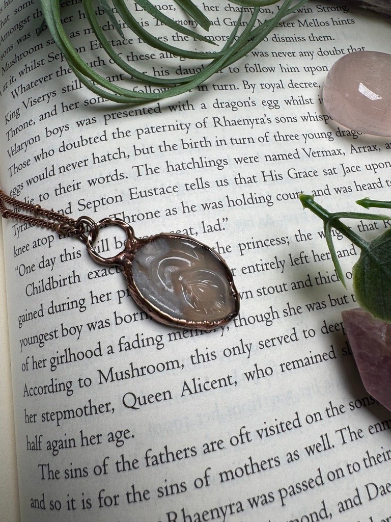 Flower Agate Yoni Necklace by Copper Ashes