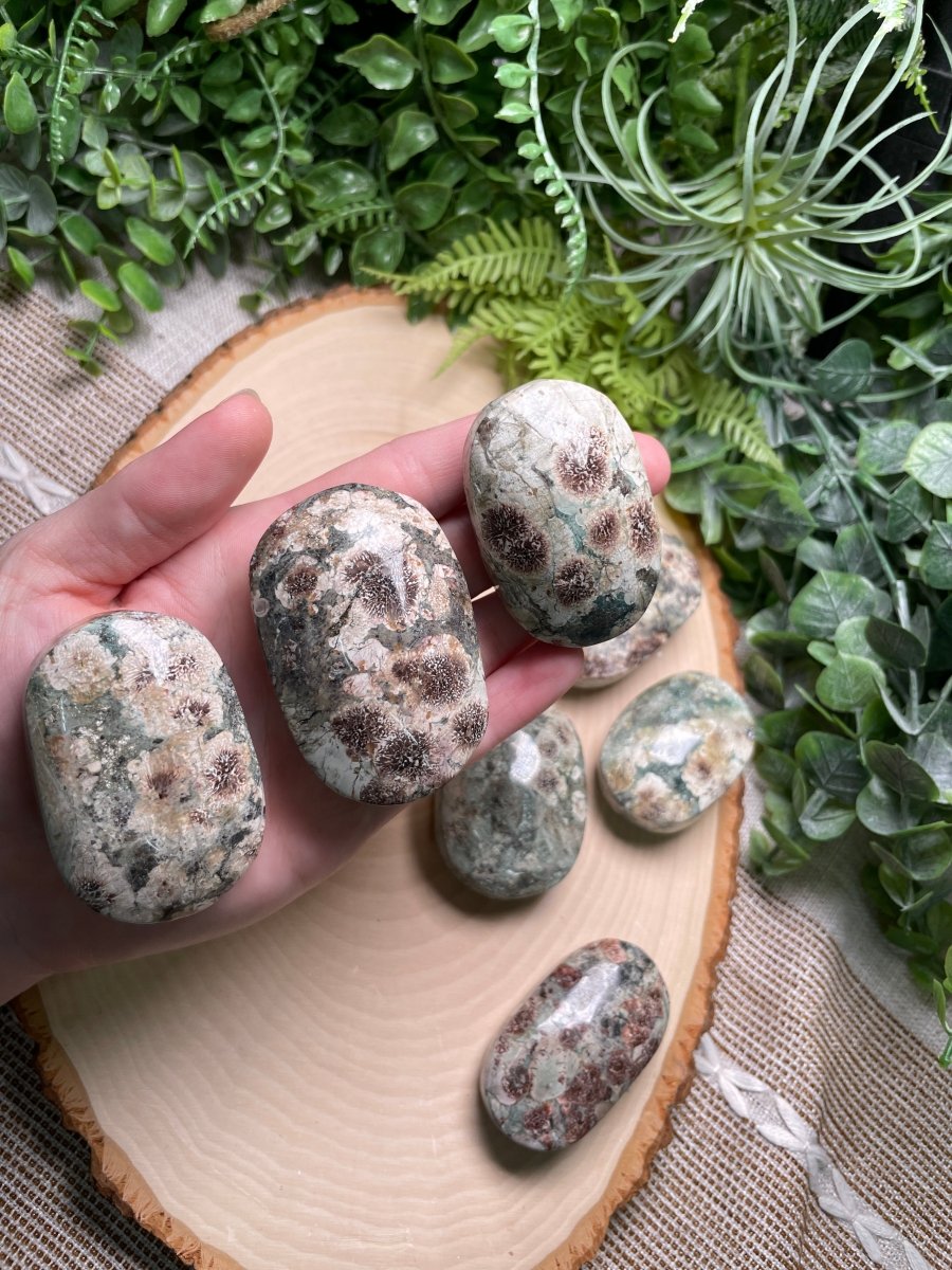 Flower Jasper Palm Stone detail view by Copper Ashes