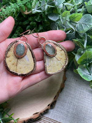 Fluorite Butterfly Wing Earrings detail view by Copper Ashes