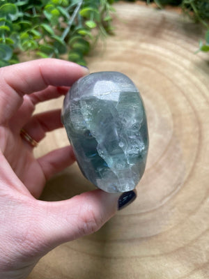 Fluorite Fae Head (chipped) detail view by Copper Ashes