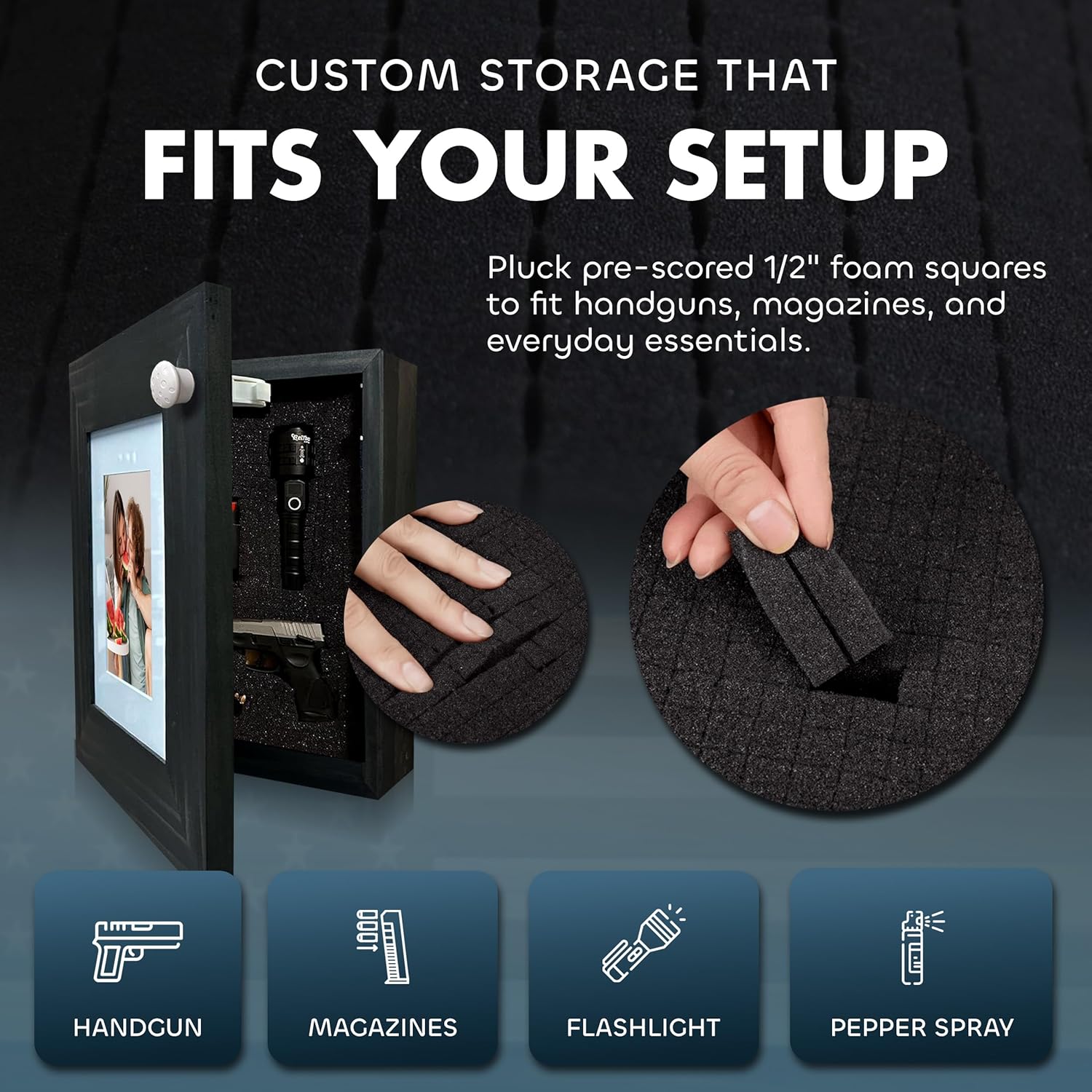 Hidden Gun Safe Picture Frame - Handcrafted Gun Concealment Furniture - Quick Access Picture Frame Safe with Magnetic Lock for Discreet & Secure Gun S by Bellewood Designs