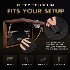 Gun Concealment Furniture - Hidden Gun Safe with Birds in a Tree Design - Fits 2 Handguns & Magazines - Wall Mounted Gun Storage with Magnetic Lock - by Bellewood Designs