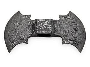 Damascus Double-Bit Axe Head – Fantasy Crescent Pattern by JW SteelCrafts, scented candle detail photo 2