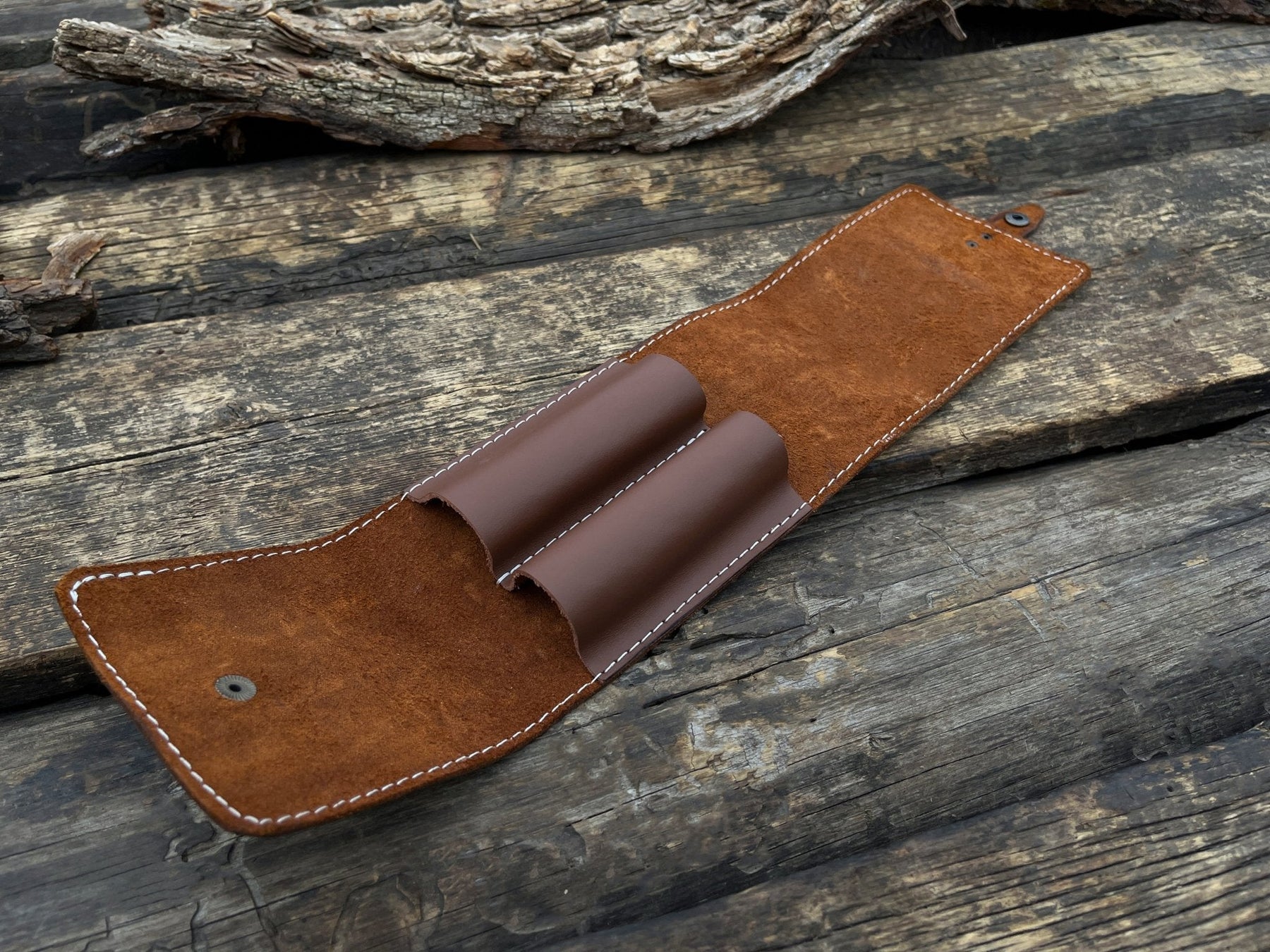 FST 2 Pocket Leather Tool Case detail view by Sharky Forged Steel Tools