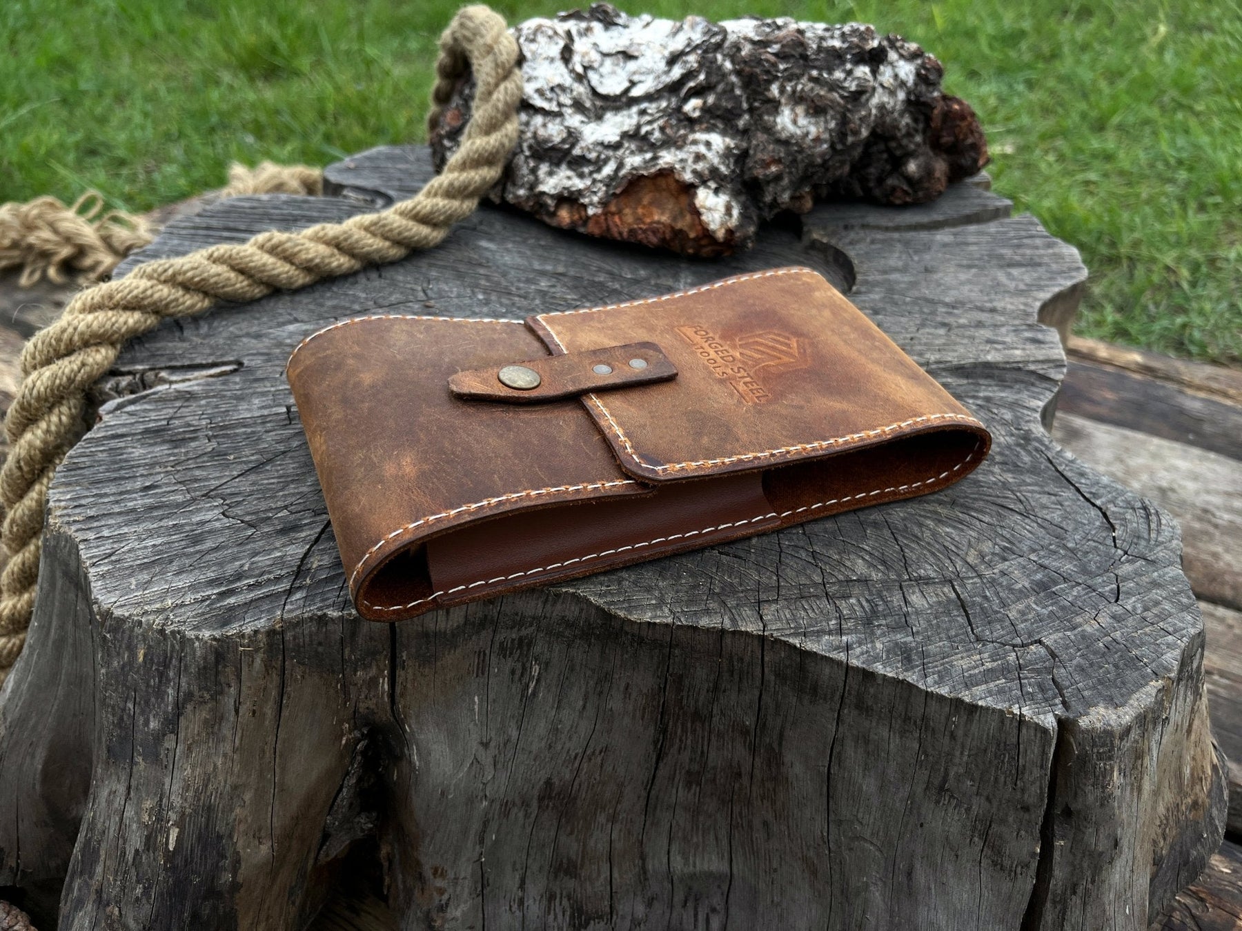 FST 2 Pocket Leather Tool Case detail view by Sharky Forged Steel Tools
