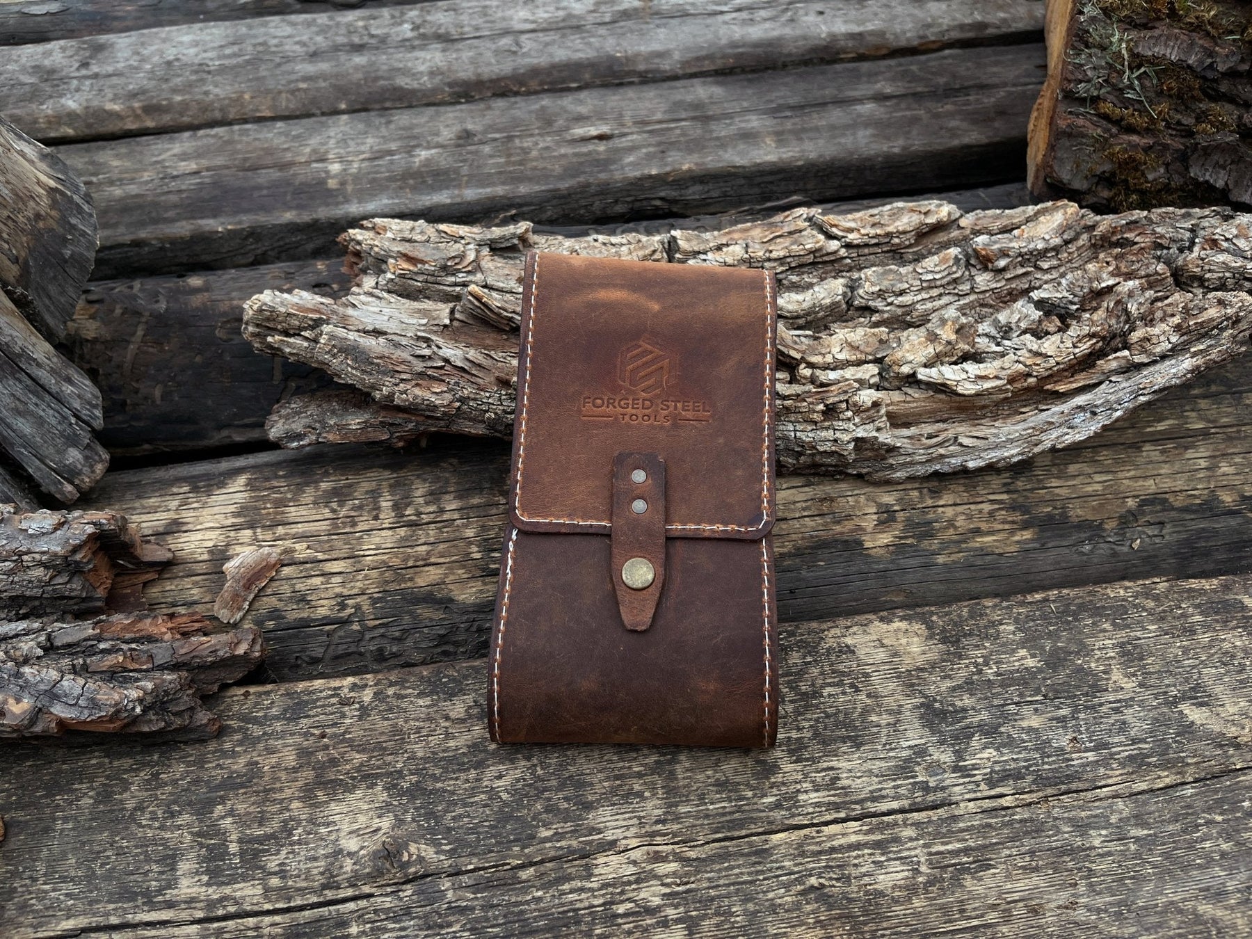 FST 2 Pocket Leather Tool Case detail view by Sharky Forged Steel Tools
