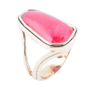 Pink Fuchsia Agate and Golden Abstract Ring by Barse Jewelry