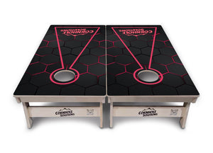 Glow Hole Black Backgound Cornhole Boards - Professional Tournament Series