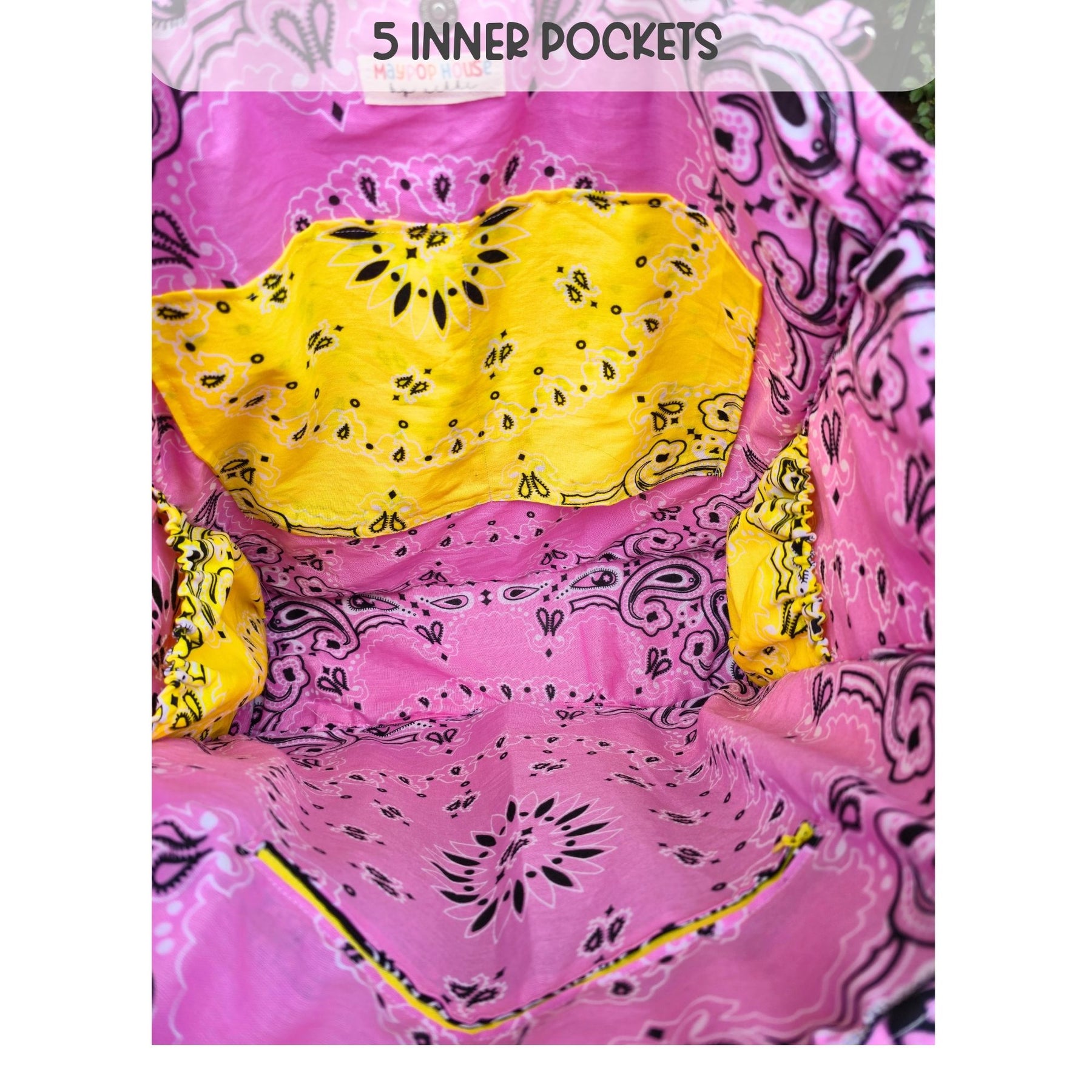 Detail view 2 of the handmade teacher bandana tote bag by Maypop House Designs