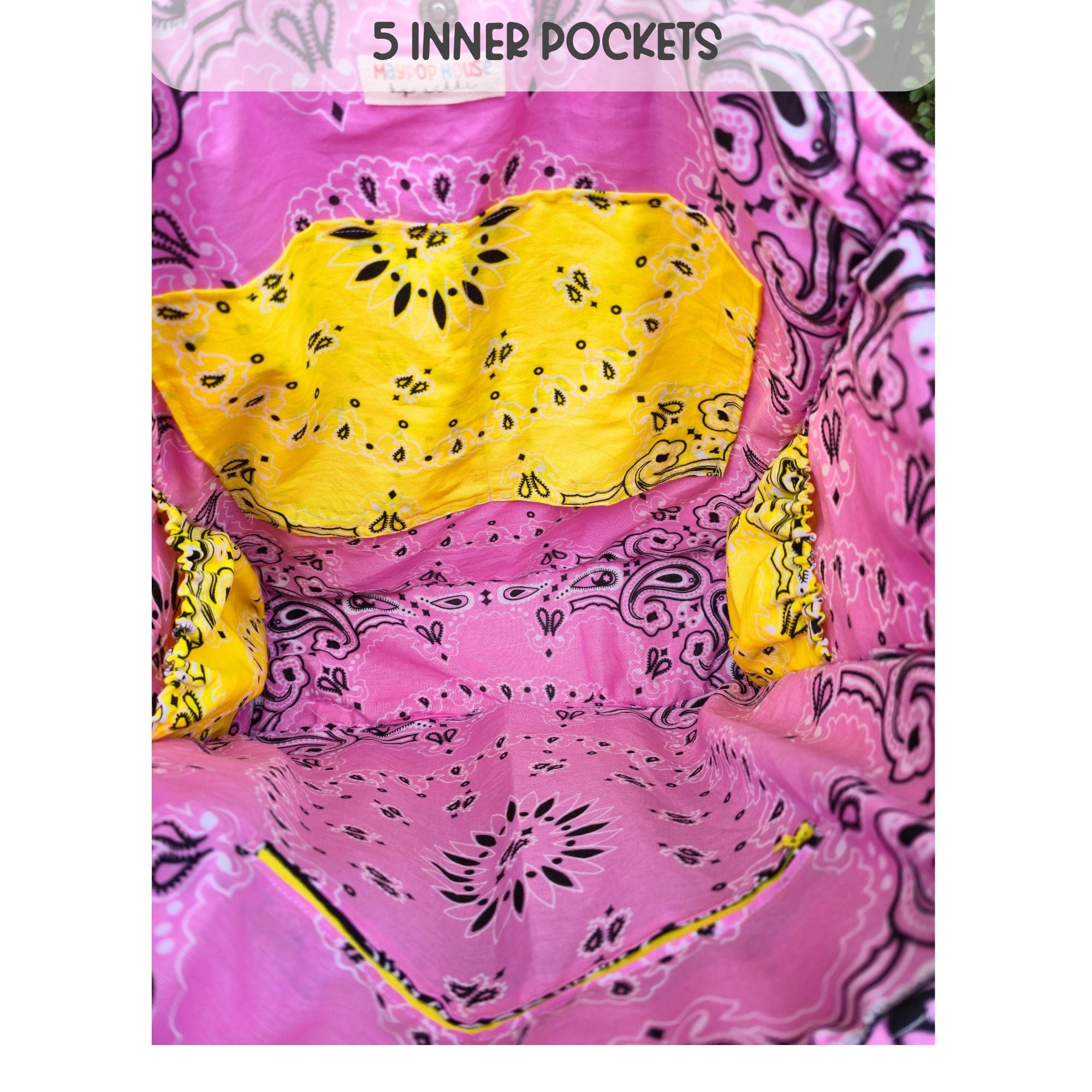 Detail view 2 of the handmade teacher bandana tote bag by Maypop House Designs