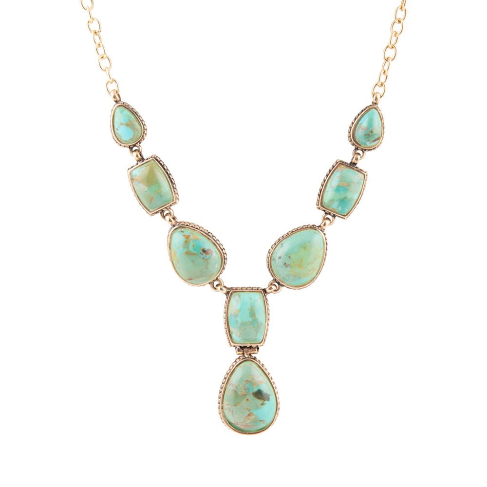 Genuine Blue Turquoise Roped Golden Bronze Y Necklace by Barse Jewelry