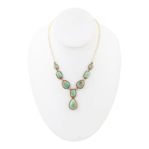 Genuine Blue Turquoise Roped Golden Bronze Y Necklace detail view by Barse Jewelry