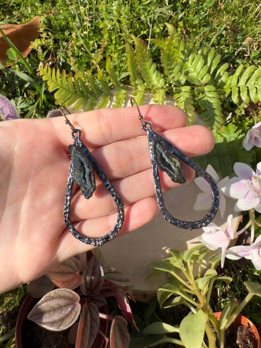 Geode Earrings detail view by Copper Ashes