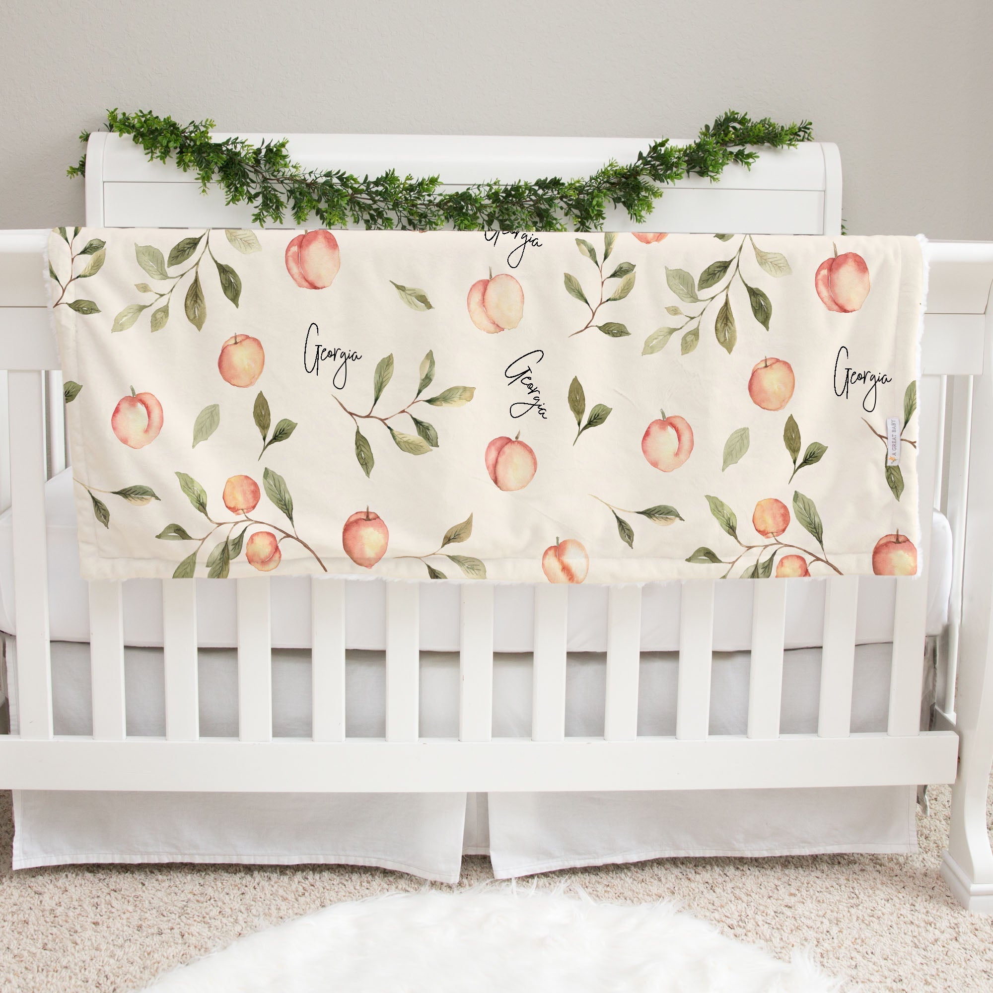 Georgia Peach Personalized Minky Baby Blanket by AGreatBaby — view 2 of 6