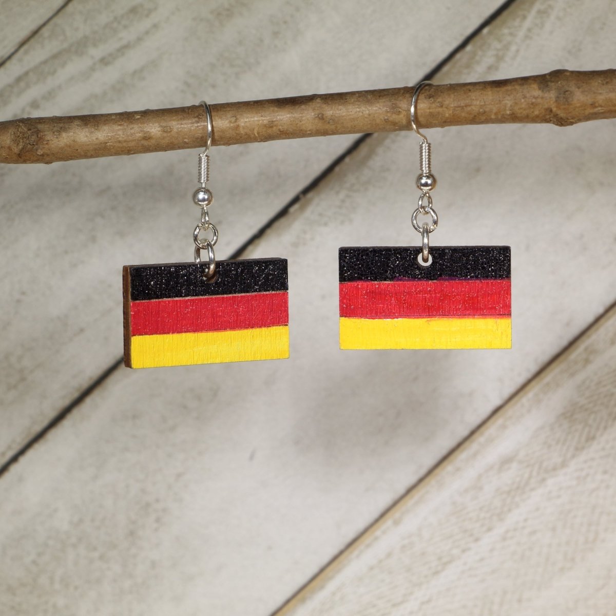 German Flag Wooden Earrings | Oktoberfest German Pride Jewelry by Cate's Concepts, LLC