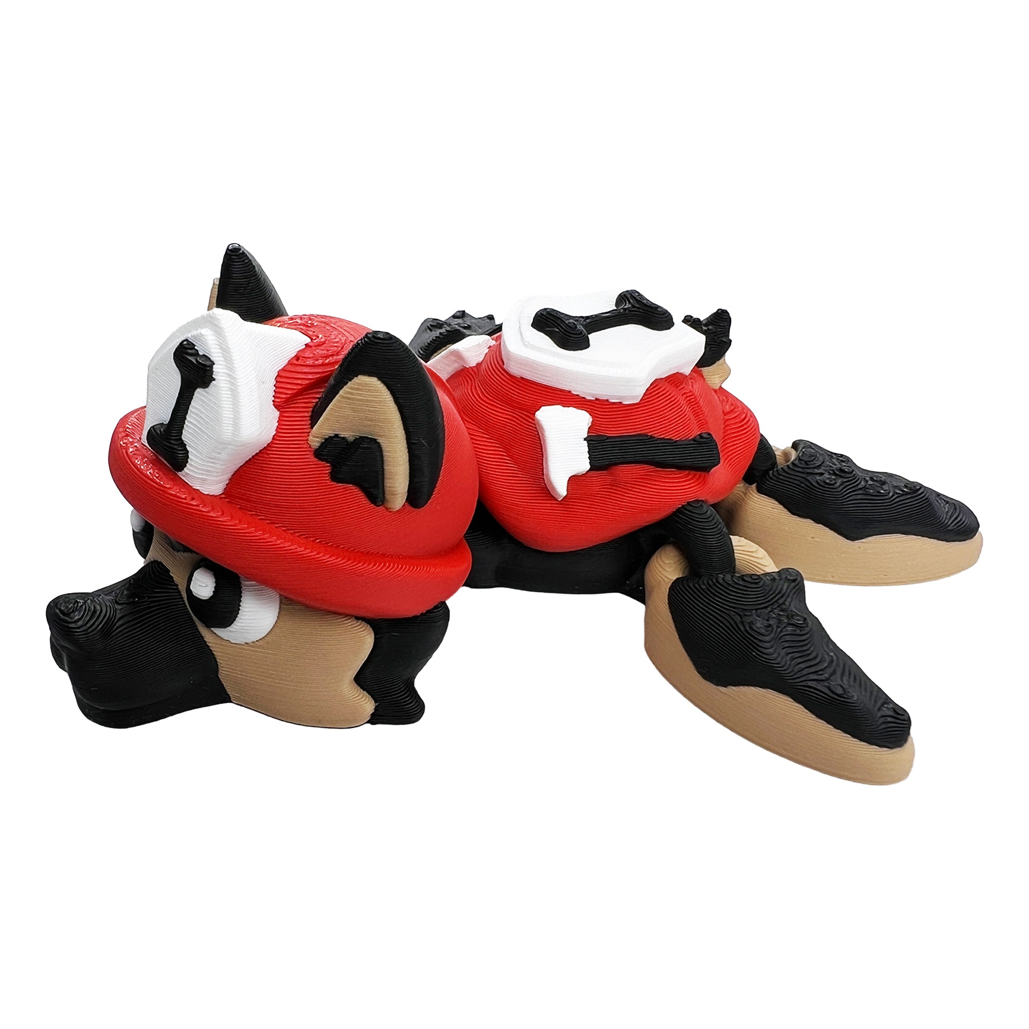 German Shepherd firefighter turtle articulated 3D printed toy shown from the side