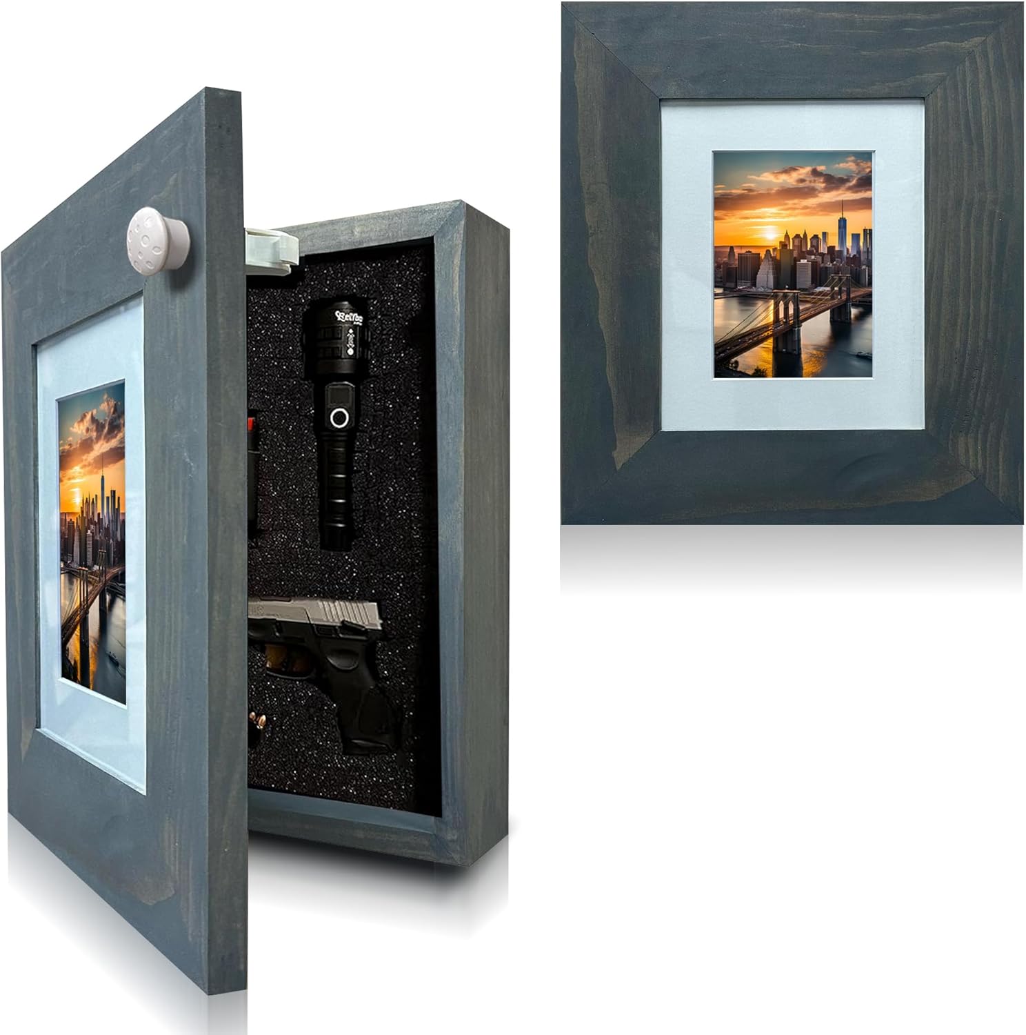 Hidden Gun Safe Picture Frame - Handcrafted Gun Concealment Furniture - Quick Access Picture Frame Safe with Magnetic Lock for Discreet & Secure Gun S by Bellewood Designs