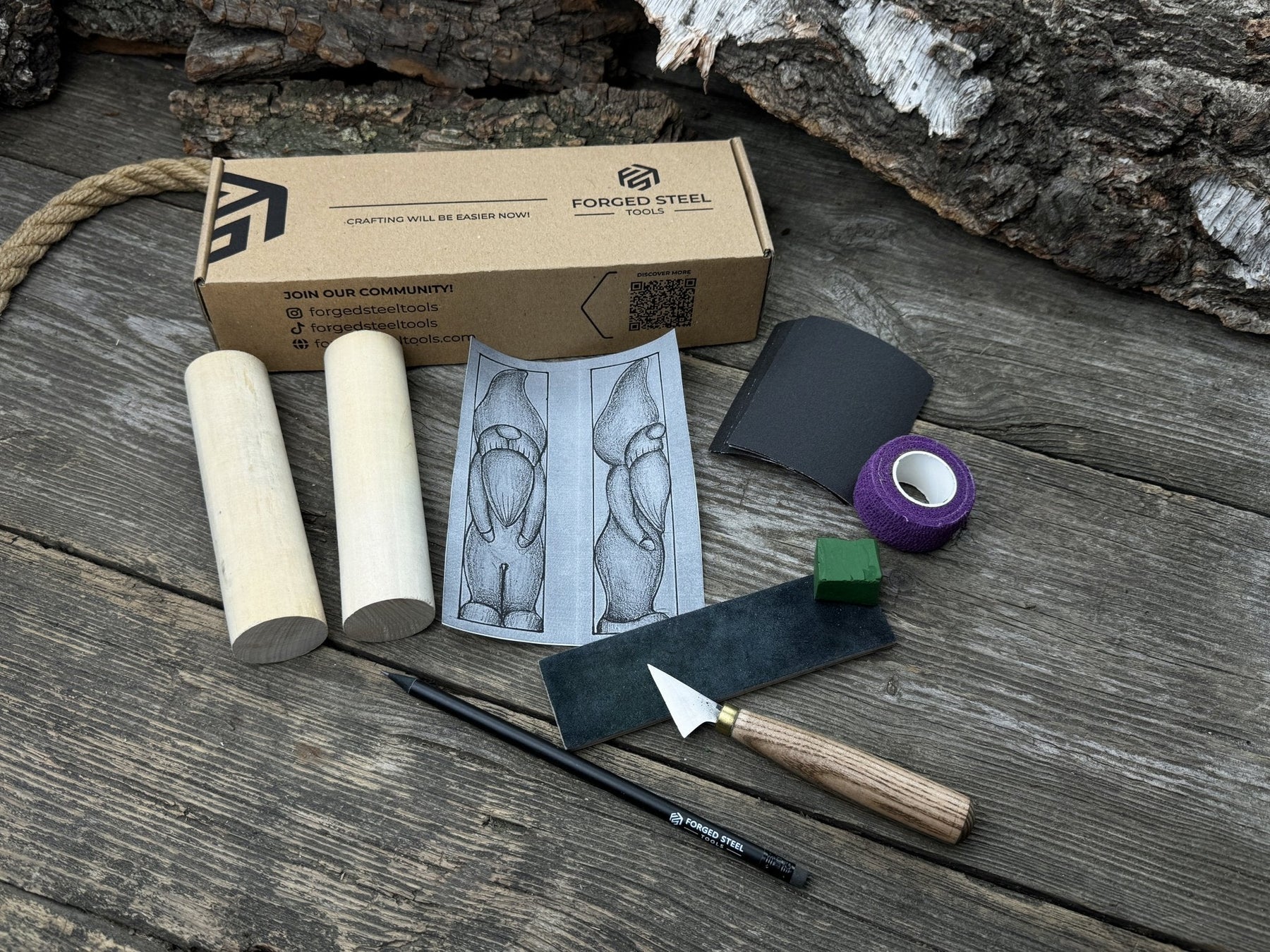 Gnome Carving Kit - Complete Starter Whittling Kit for Beginners, Adults, Teens, and Kids detail view by Sharky Forged Steel