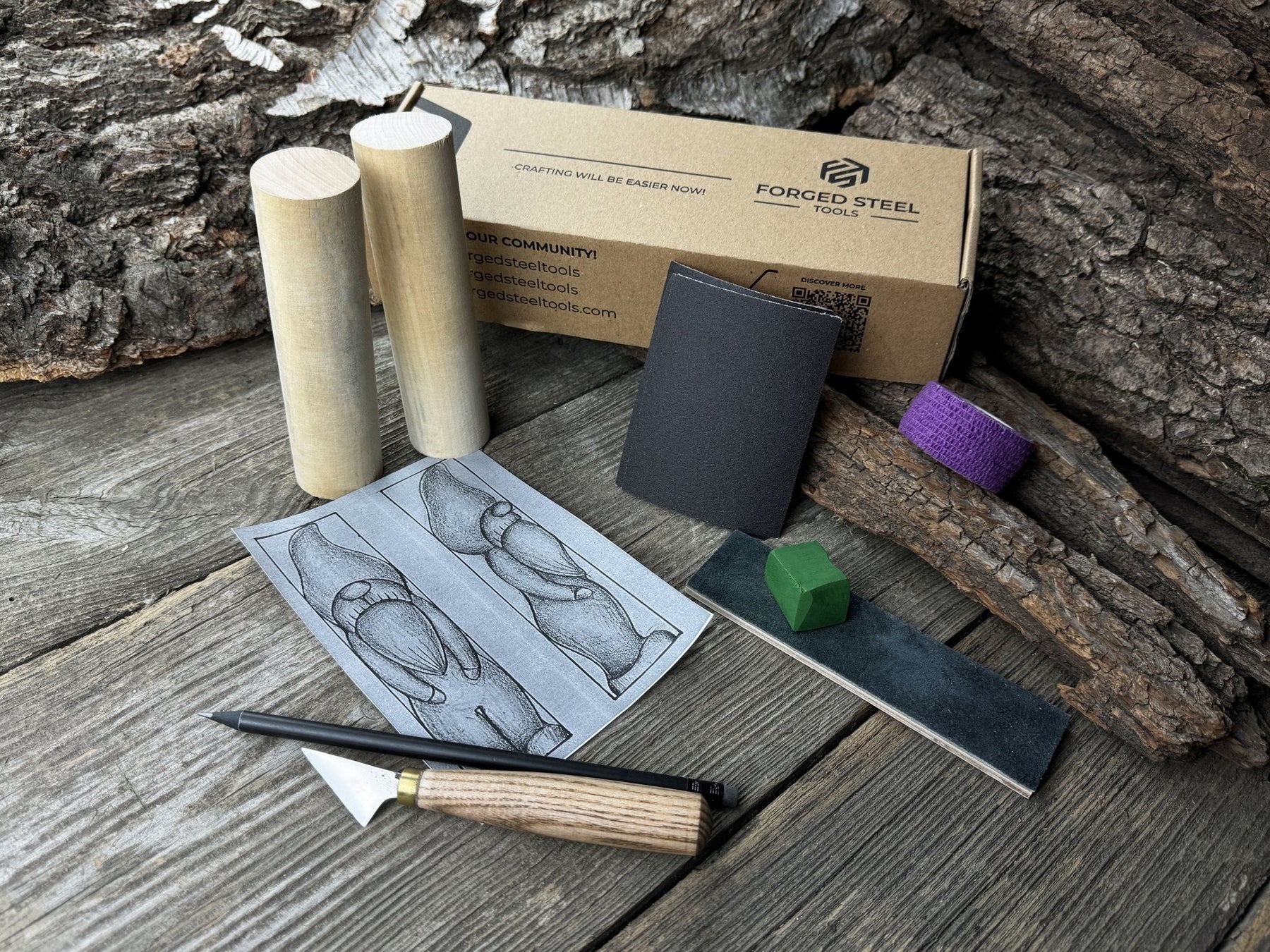 Gnome Carving Kit - Complete Starter Whittling Kit for Beginners, Adults, Teens, and Kids by Sharky Forged Steel Tools