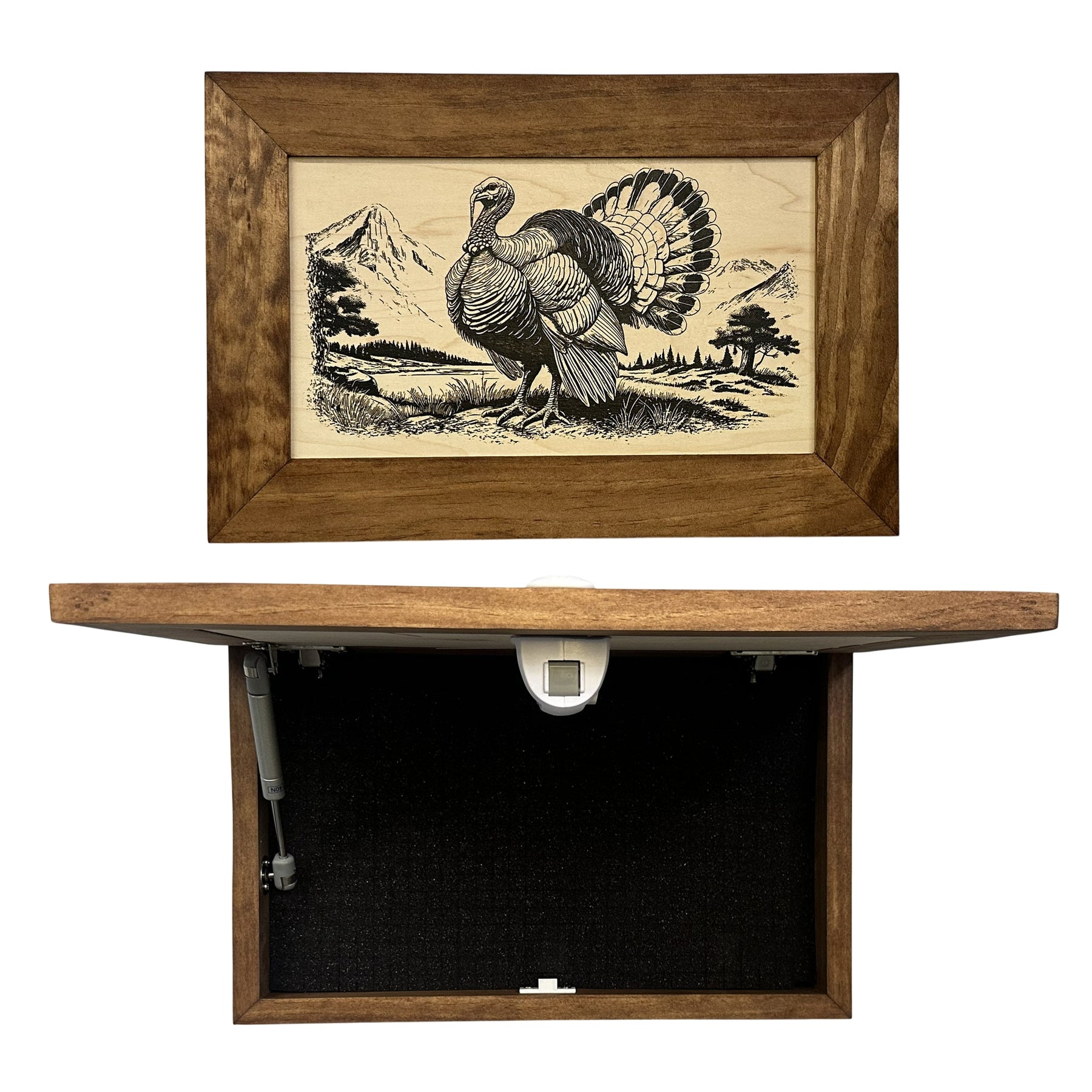 Wild Turkey Gobbler Gun Concealment Furniture - Handcrafted Hidden Gun Storage Wall Decor - Hidden Safe Furniture with