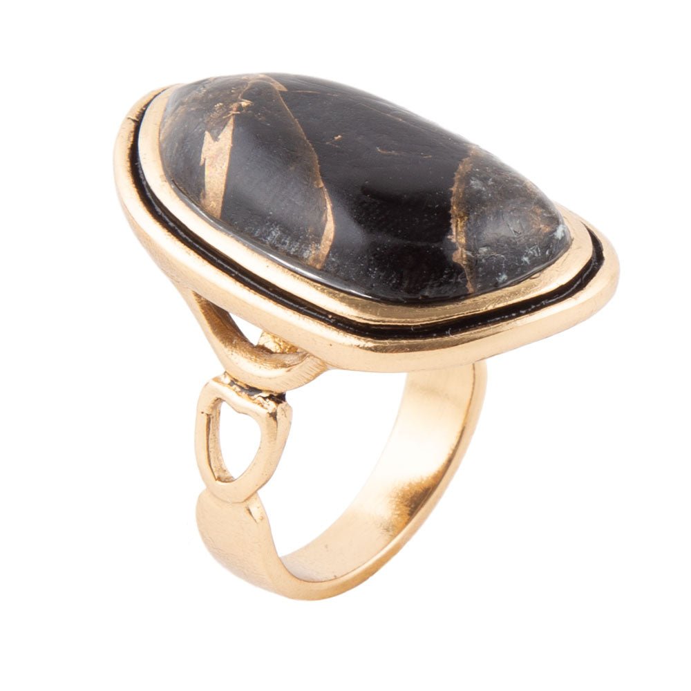 Gold Infused Black Matrix Ring by Barse Jewelry