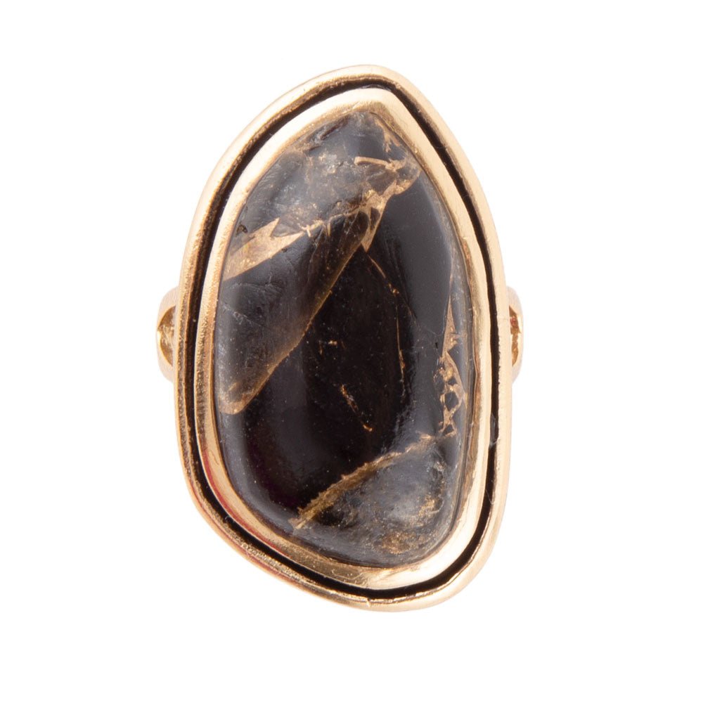 Gold Infused Black Matrix Ring detail view by Barse Jewelry