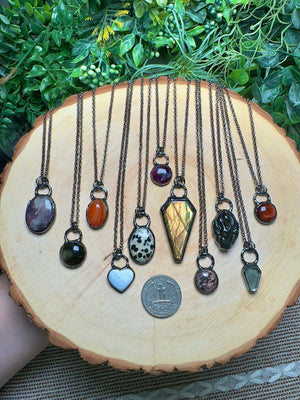 Gold Sheen Obsidian Nine Tailed Fox Necklace detail view by Copper Ashes