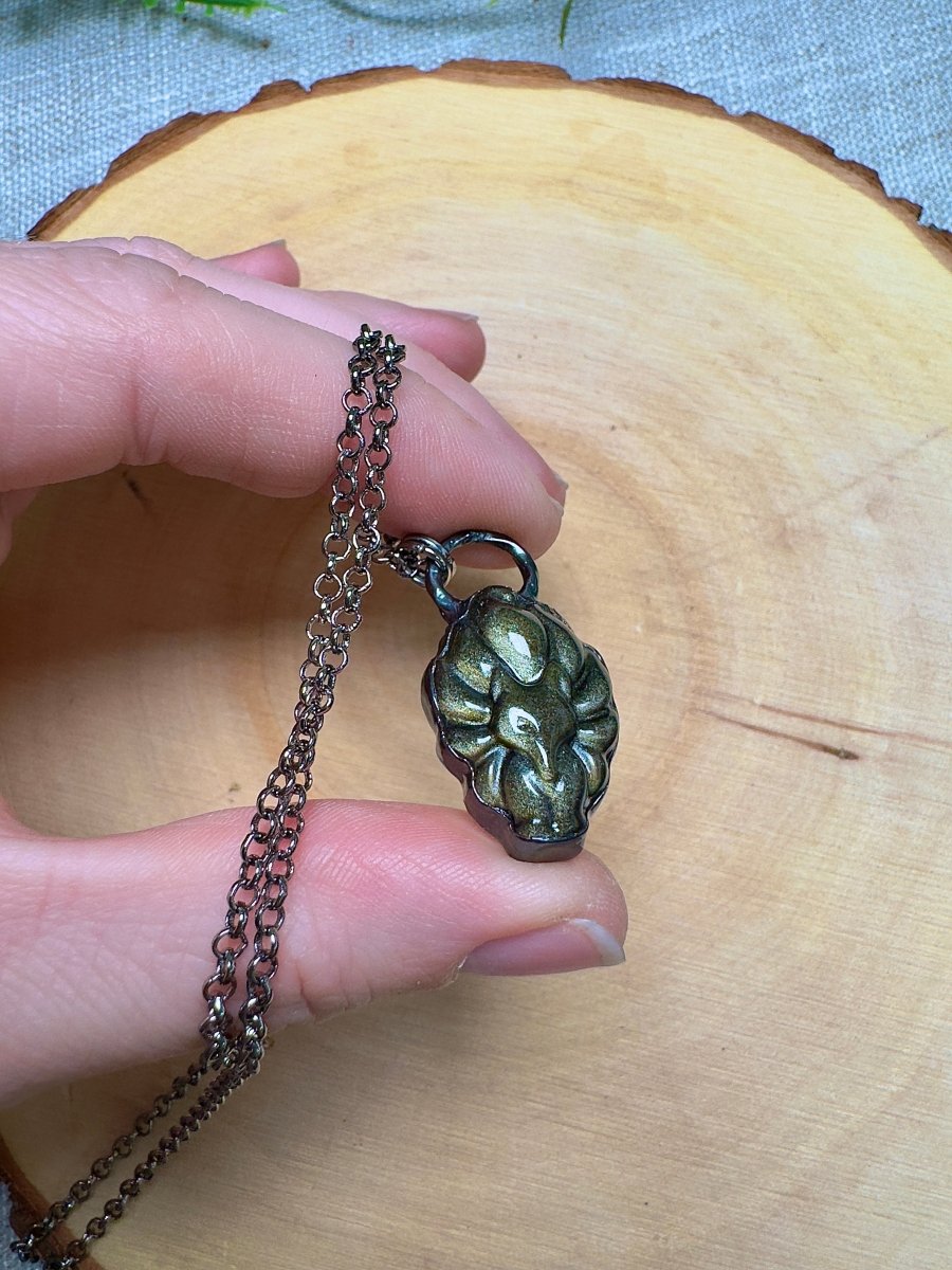 Gold Sheen Obsidian Nine Tailed Fox Necklace by Copper Ashes