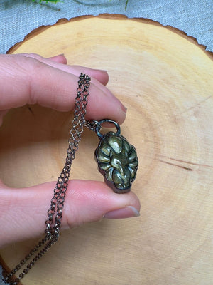 Gold Sheen Obsidian Nine Tailed Fox Necklace by Copper Ashes
