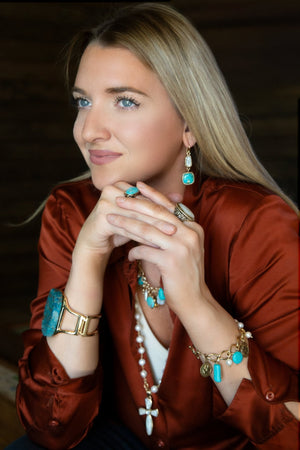 Las Cruces White Pearl Cross Pendant Necklace detail view by Barse Jewelry