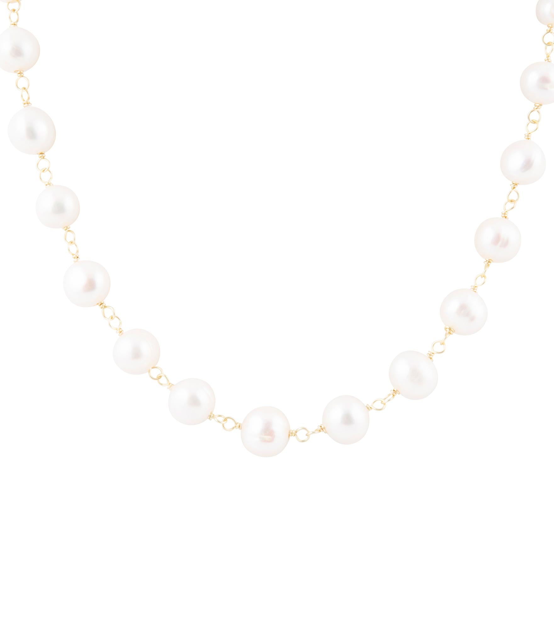 Golden Chain and White Pearl Necklaces by Barse Jewelry