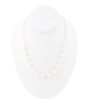 Golden Chain and White Pearl Necklaces detail view by Barse Jewelry