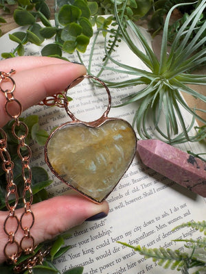 Golden Mica Heart Necklace detail view by Copper Ashes