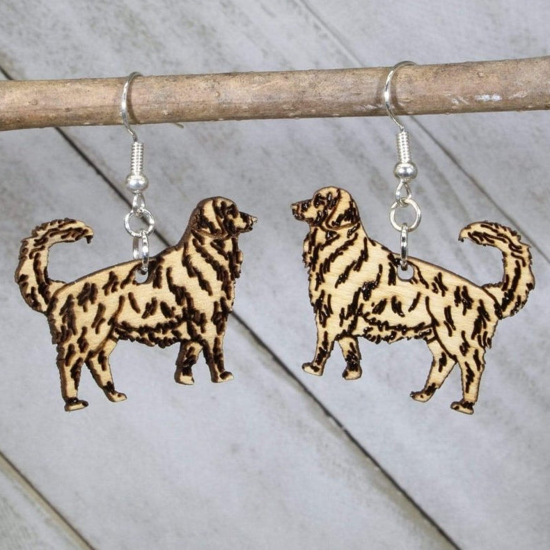 Golden Retriever Wooden Earrings | Dog Lover Pet Jewelry by Cate's Concepts, LLC, handmade jewelry main product photo