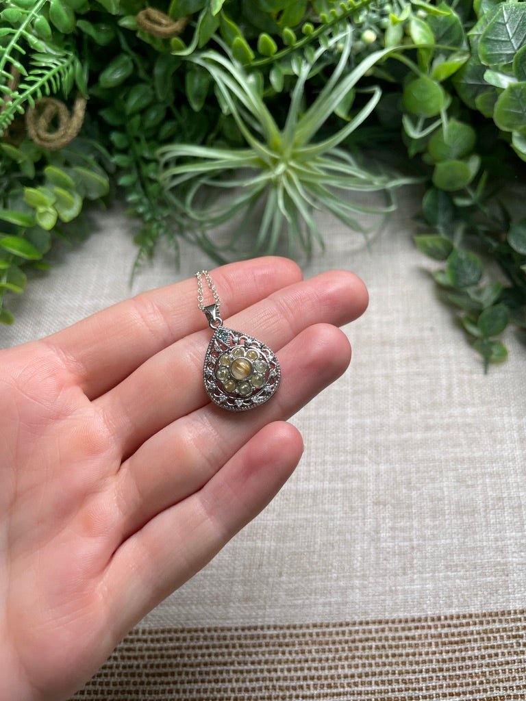 Golden Rutile Quartz Fidget Spinner Necklace by Copper Ashes
